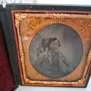 Antique photo in wooden frame